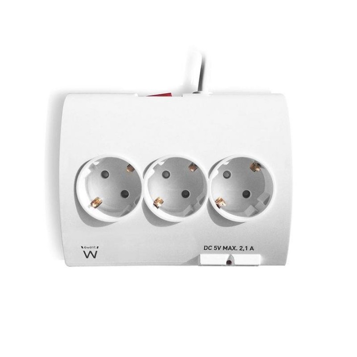 Ewent Regleta 3x Schuko 2xUSB Blanca