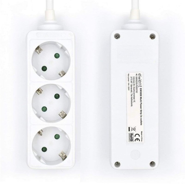 Ewent Regleta 3xSchuko Blanca