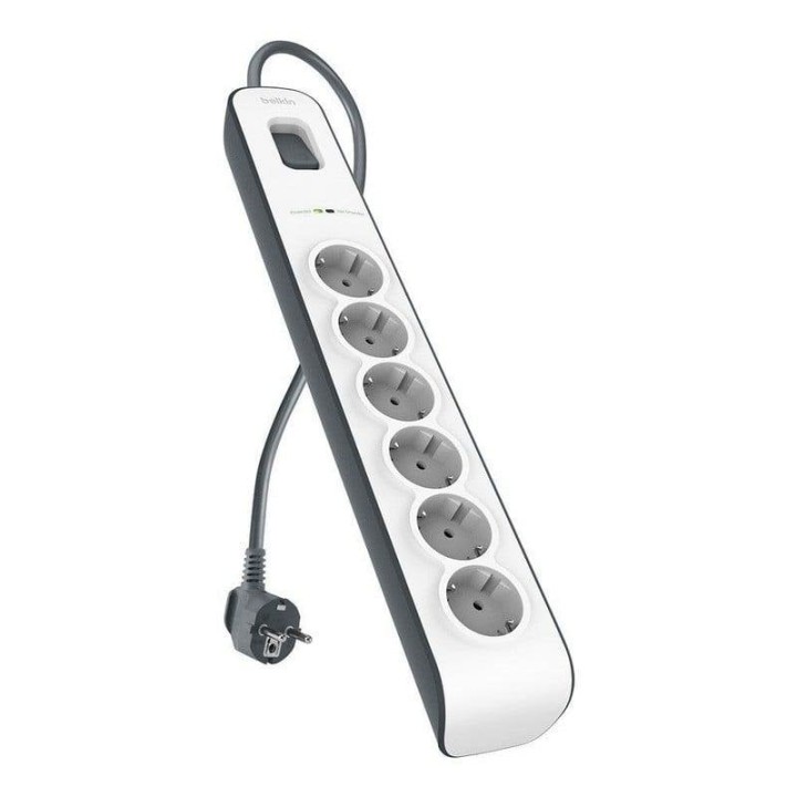 Belkin SurgeCube Regleta de Protección contra Sobretensiones 6 Tomas de Corriente Negro/Blanco