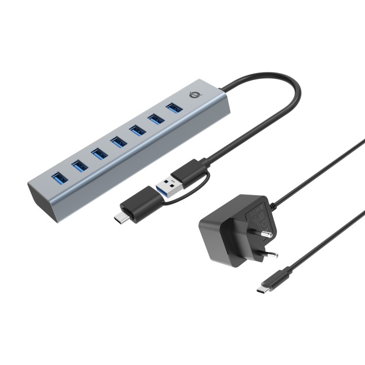 Hub CONCEPTRONIC USB-C a 7xUSB-A Gris (HUBBIES21GP)