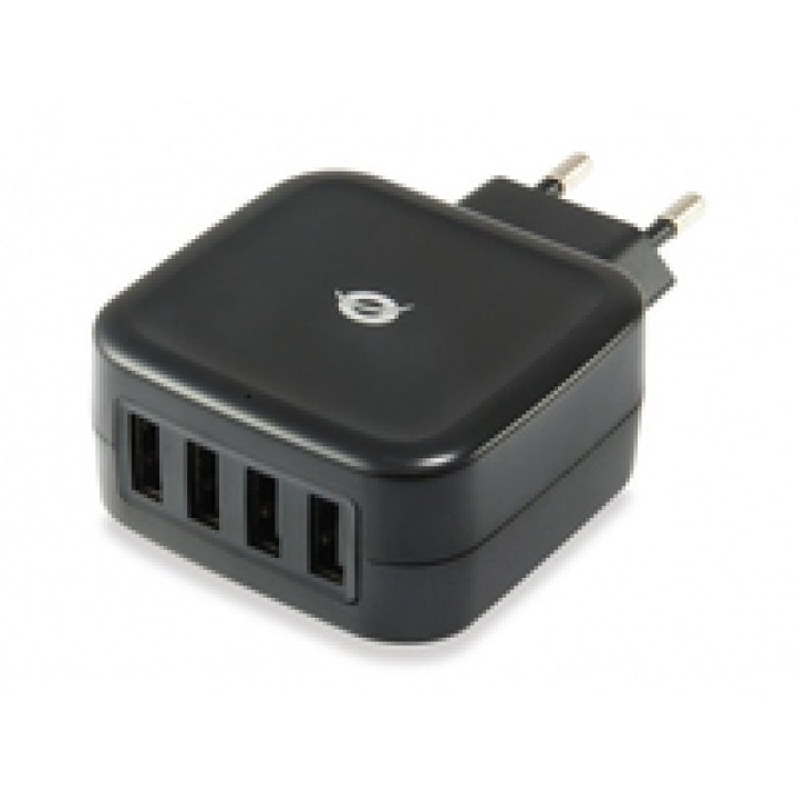 Conceptronic Cargador de Pared 4xUSB 5A Negro
