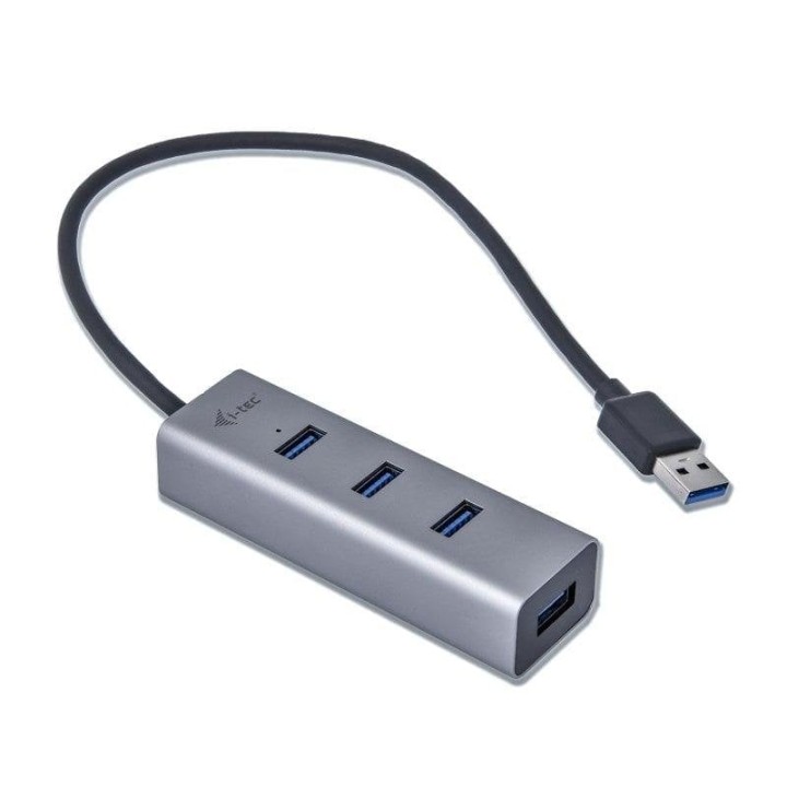 Hub USB i-Tec 3.0 4 Puertos Gris Metálico Protección Sobretensión