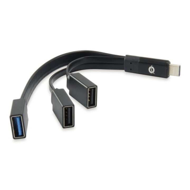 Conceptronic Hub USB-C a USB 3.0 + 2 USB OTG Negro