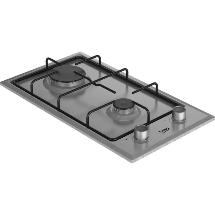 Beko HDCG 32220 FX Placa de Gas 2 Zonas 30cm Acero Inoxidable