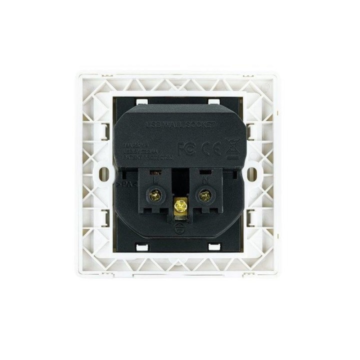 Nanocable Roseta Base de Enchufe de Pared Empotrable Tipo schuko con 2 Tomas USB 2.4A Blanca