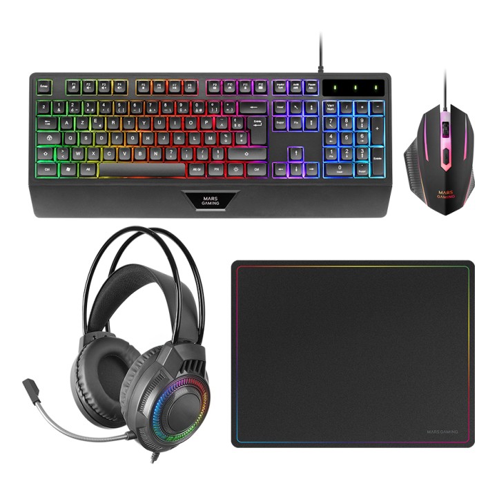 Kit Mars Gaming T+Ratón+Auric+Alfombrilla (MCP124PROES)