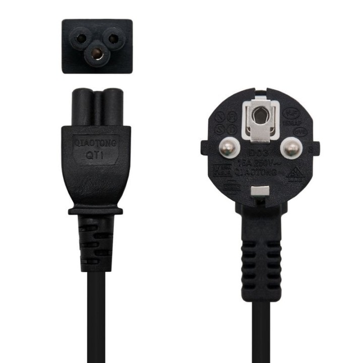 Nanocable Cable de Alimentación Trébol CEE7 Acodado Macho a C5 Hembra 1.5m