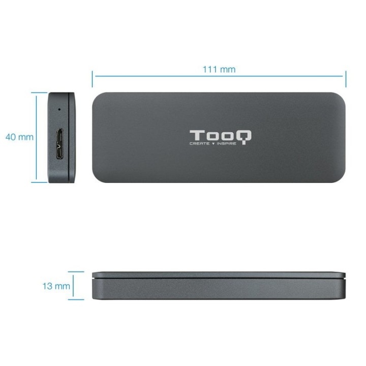 TooQ TQE-2281G Caja Externa para SSD M.2 NGFF a USB-C 3.1