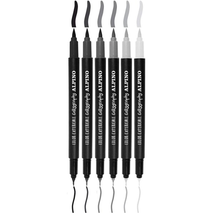 Alpino Caligraphy Rotuladores Doble Punta 6 Unidades Negro/Gris