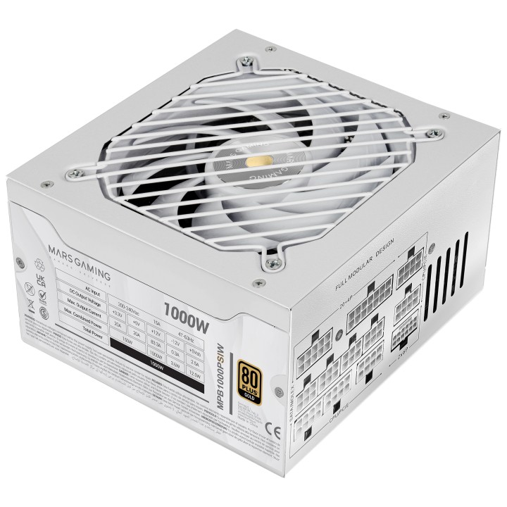 Fuente Mars Gaming 1000W 80+ Gold Blanca (MPB1000PSIW)