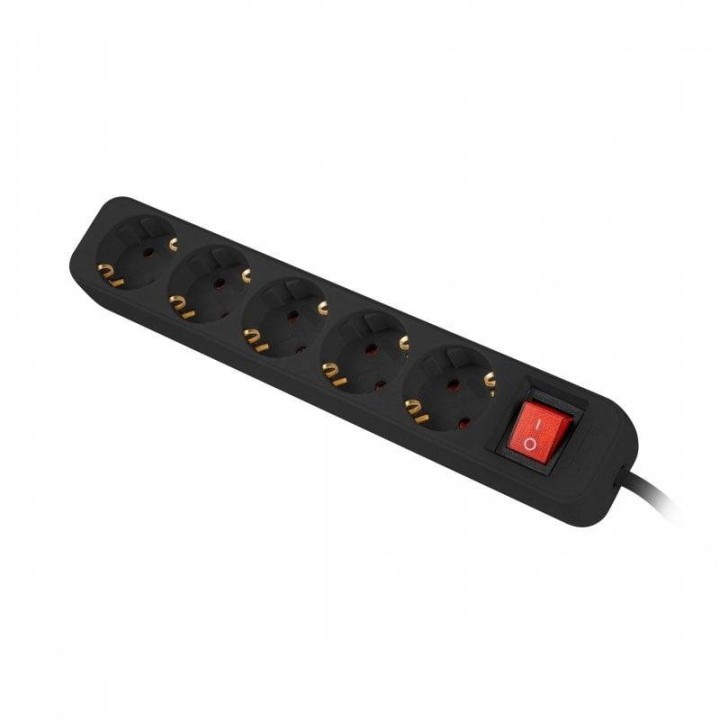 Lanberg Regleta 5 Tomas Schuko con Protección 1.5m Negra
