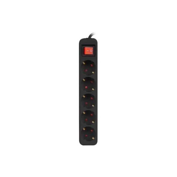 Lanberg Regleta 5 Tomas Schuko con Protección 1.5m Negra