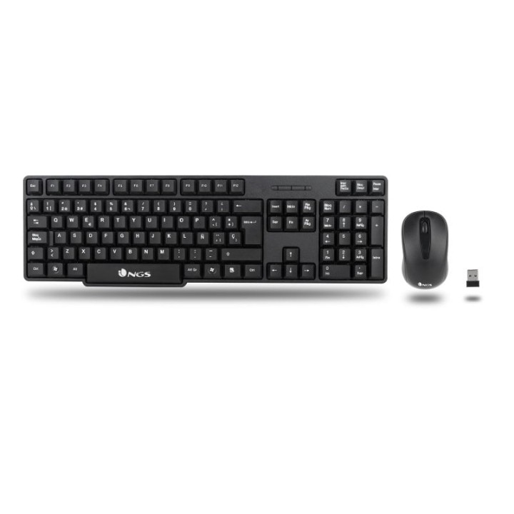 NGS Euphoria Kit Teclado Qwerty Español + Ratón Inalámbricos 2.4 GHz Negro