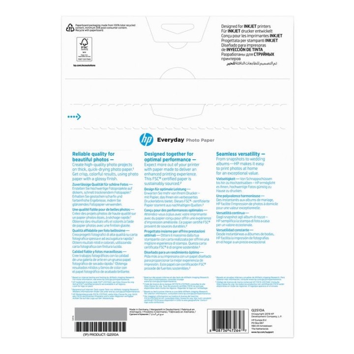 HP Everyday Papel Fotográfico Brillante 100 Hojas A4 200gr