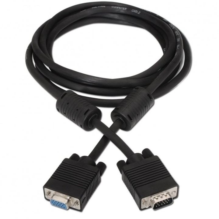 Aisens Cable SVGA con Ferrita Macho/Hembra 1.8m Negro