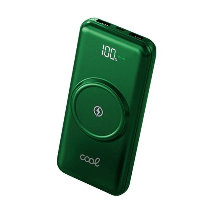 Cool Powerbank 10.000 mAh 4 Conexiones + Carga Inalámbrica Verde