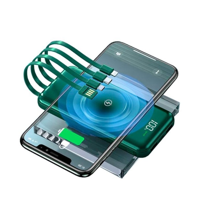 Cool Powerbank 10.000 mAh 4 Conexiones + Carga Inalámbrica Verde