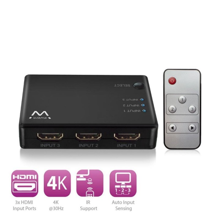 Ewent EW3730 Switch HDMI 3 Puertos + Mando
