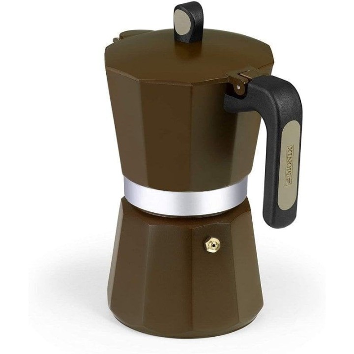 Monix New Cream Cafetera Italiana de Aluminio 6 Tazas Marrón