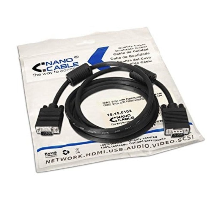 Nanocable Cable VGA con Ferrita HDB15 Macho/Macho 1.8m Negro