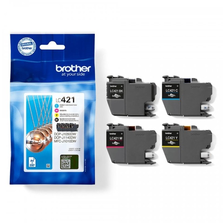 Pack 4 Cartuchos de Tinta Original Brother LC421VAL Negro/Cian/Magenta/Amarillo