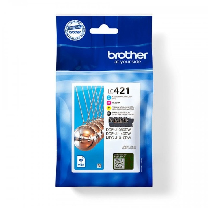 Pack 4 Cartuchos de Tinta Original Brother LC421VAL Negro/Cian/Magenta/Amarillo