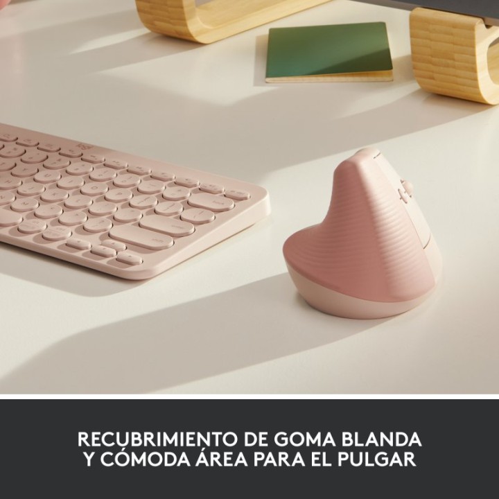 Logitech Lift Ratón Inalámbrico Vertical para Diestros 4000 DPI Rosa