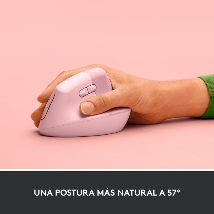 Logitech Lift Ratón Inalámbrico Vertical para Diestros 4000 DPI Rosa