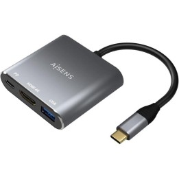 Conversor Aisens A109-0669 USB-C a HDMI 4K/USB 3.0/USB-C 15cm Gris