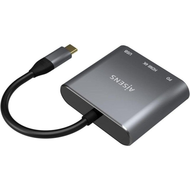 Conversor Aisens A109-0669 USB-C a HDMI 4K/USB 3.0/USB-C 15cm Gris