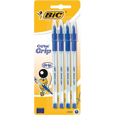 BIC BOLÍGRAFO CRISTAL GRIP TINTA AZUL BLISTER 4