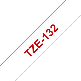 Cinta BROTHER 12mm 8m Rojo sobre Transparente (TZe-132)