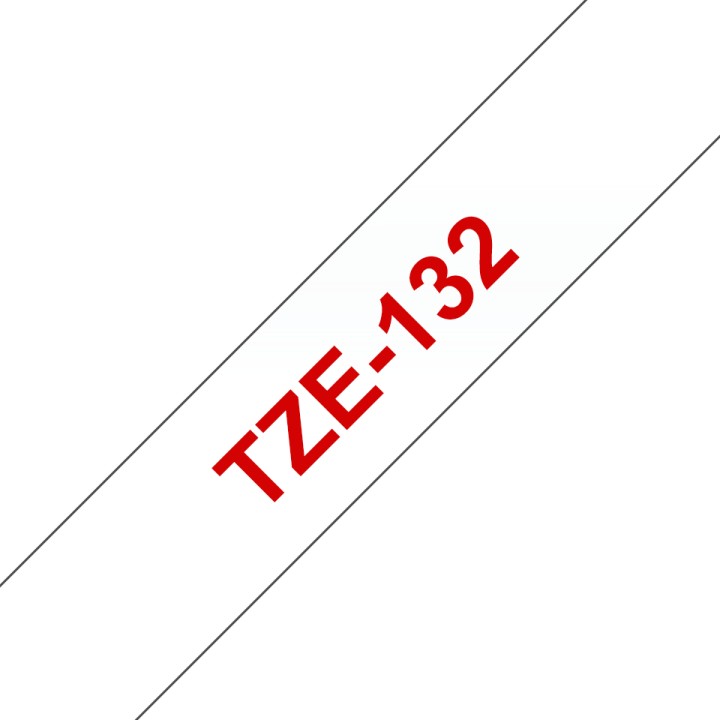 Cinta BROTHER 12mm 8m Rojo sobre Transparente (TZe-132)