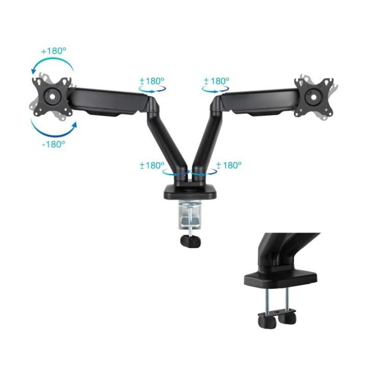 TooQ Soporte de Mesa para 2 Pantallas 17"-32" Negro