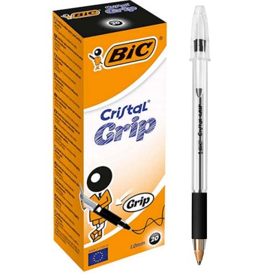 BIC BOLÍGRAFO CRISTAL GRIP NEGRO CAJA 20