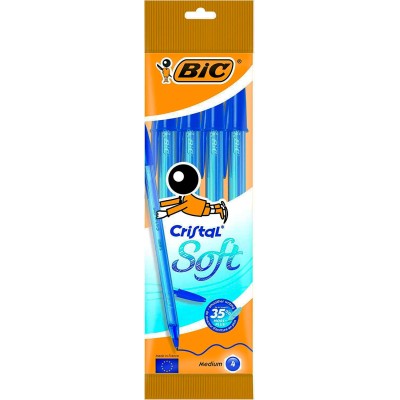 BIC BOLÍGRAFO CRISTAL SOFT TINTA AZUL BLISTER 4