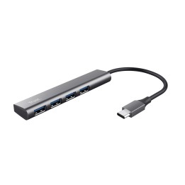 Hub Trust Halyx USB-A a 4xUSB-C 3.0 Gris/Negro (24948)