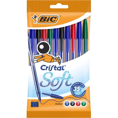 BIC BOLÍGRAFO CRISTAL SOFT 4 COLORES PACK 10