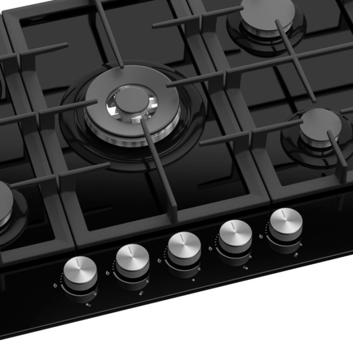 Infiniton 78GLN52 Placa de Gas 5 Zonas 70cm Cristal Negro