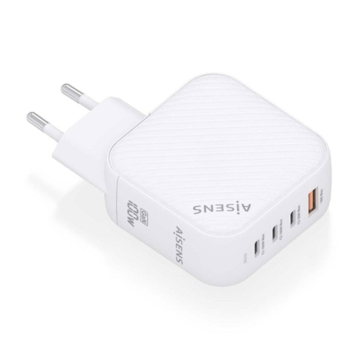 Aisens Cargador GaN 100W PD3.0 QC4.0 3x USB-C Blanco