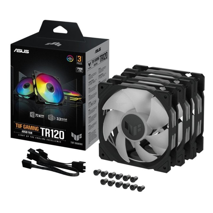 ASUS TUF Gaming TR120 ARGB Fan Triple Pack Ventilador Suplementario 120mm Negro