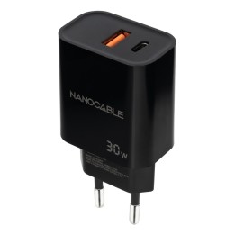 Cargador Pared Nanocable USB-A/C 30W Negro (10.10.2012)