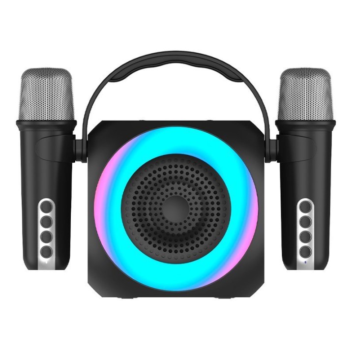 Cool Mini Karaoke Party Altavoz Bluetooth Portátil 6W + 2 Micrófonos Negro