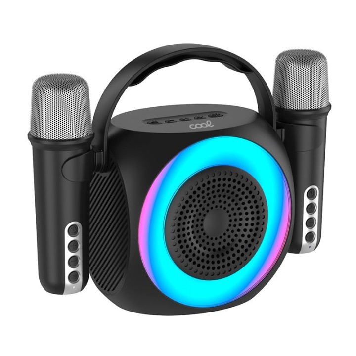 Cool Mini Karaoke Party Altavoz Bluetooth Portátil 6W + 2 Micrófonos Negro