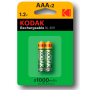 Kodak Pila Recargable AAA KAAAHR-2 1000mA NiMh Pack 2 uds Alcalina