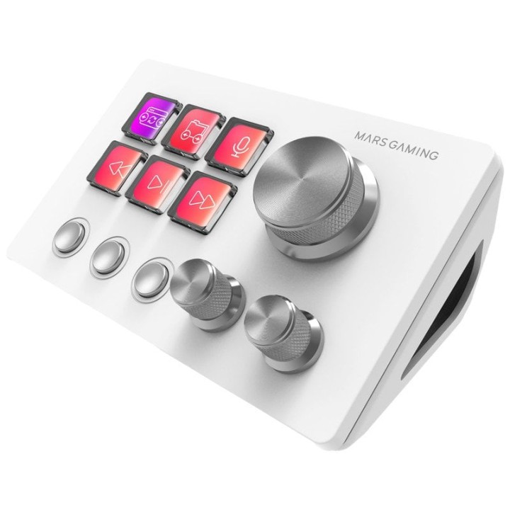 Mars Gaming MSD-TWO Control Deck Compacto 6 Teclas LCD Personalizables 3 Ruedas Windows MacOS Blanco