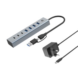 Hub CONCEPTRONIC USB-C a 7xUSB-A/C Gris (HUBBIES20GP)