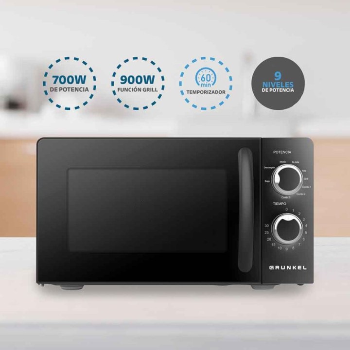 Grunkel MWG-20NG Microondas Grill 20L 700W Negro