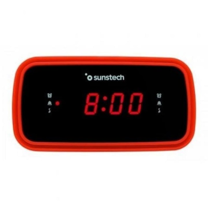 Despertador Sunstech FRD60RD Radio FM LED Vibración Alarma Dual Rojo