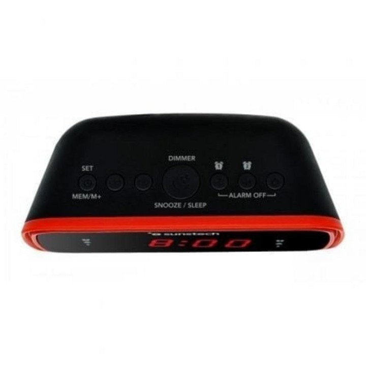 Despertador Sunstech FRD60RD Radio FM LED Vibración Alarma Dual Rojo